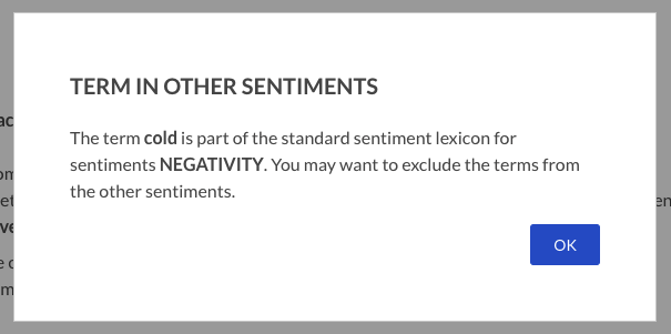 Duplicate sentiment terms