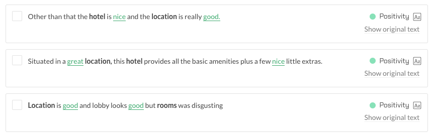 Examples of rule-based topic that includes topics hotel and location