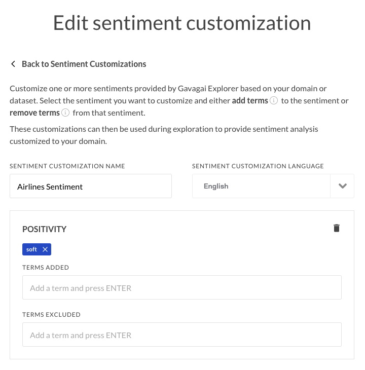 Add sentiment customization